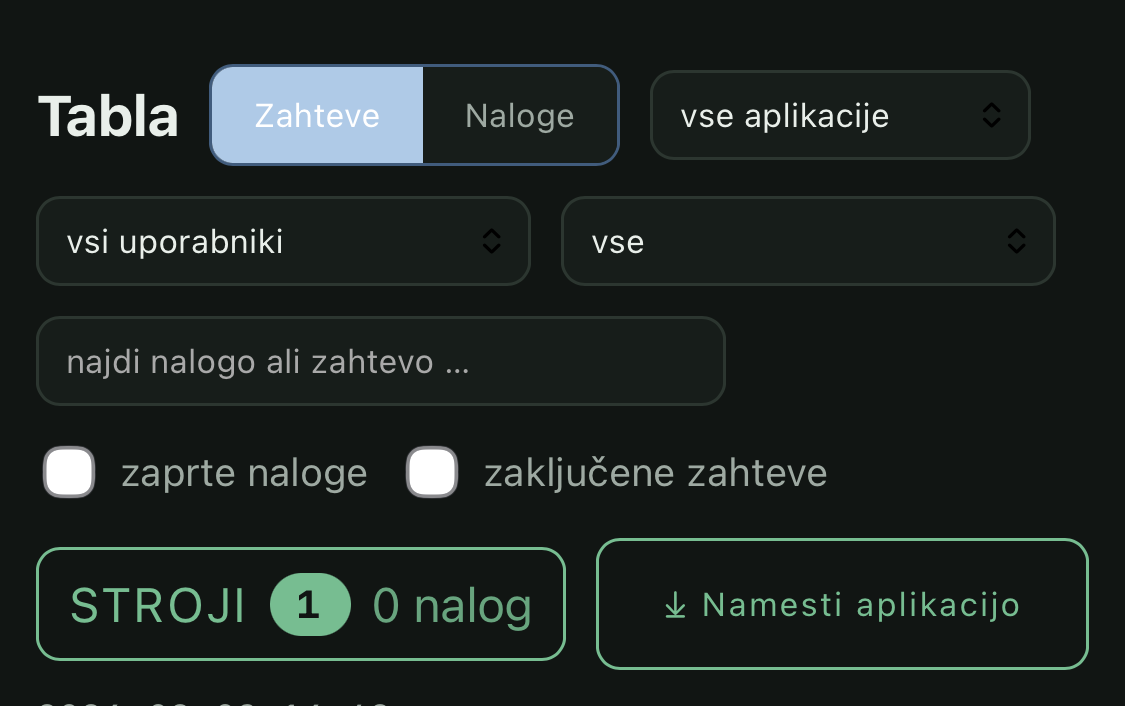 Gumb Namesti aplikacijo v programu na telefonu